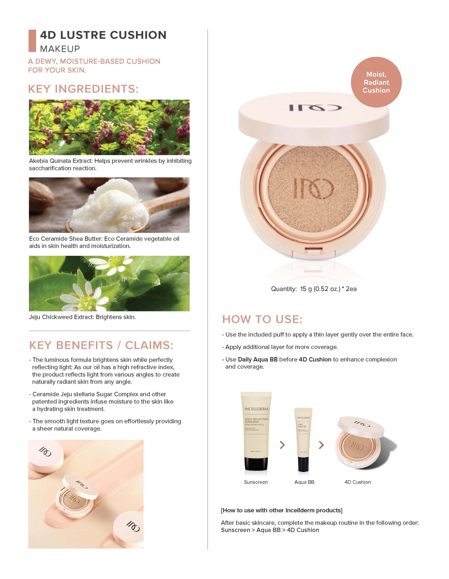 4D Lustre Cushion Face Powder Makeup